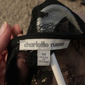 Black lace dress with tan slip attached with zip in back medium